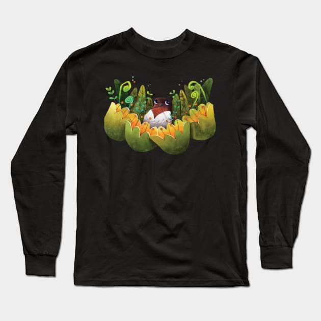 Hummingbird In Flowers Long Sleeve T-Shirt by theartofbroderickwong